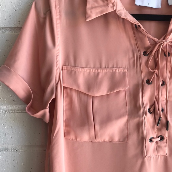 NWOT L’Academie Revolve The Safari Lace Up Blouse - Picture 5 of 8